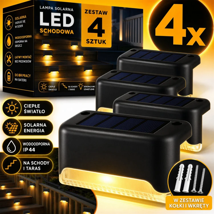 4x Lampa Solarna na Schody