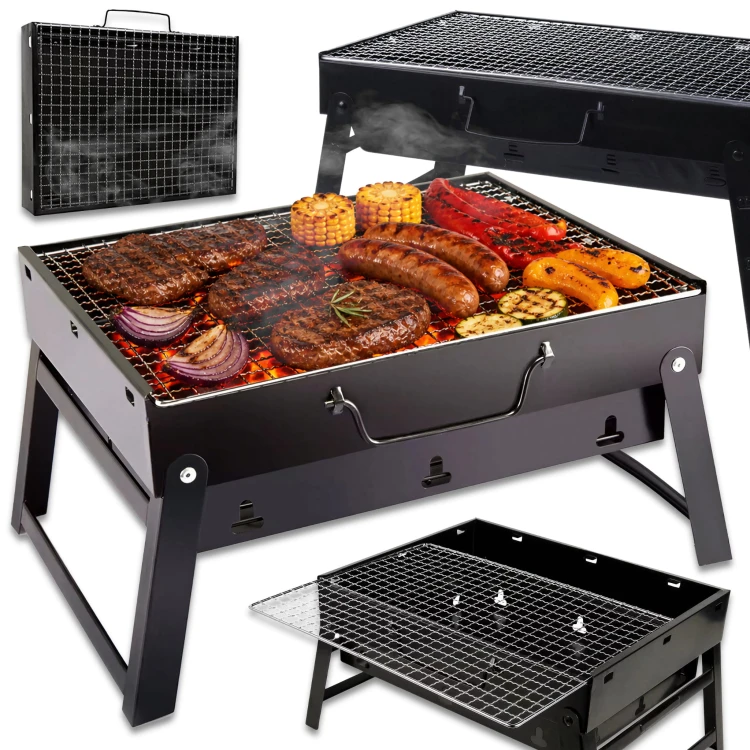 Grill Turystyczny Składany Czarny