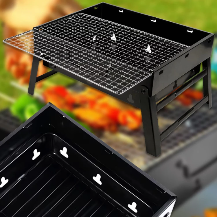 Grill Turystyczny Składany Czarny